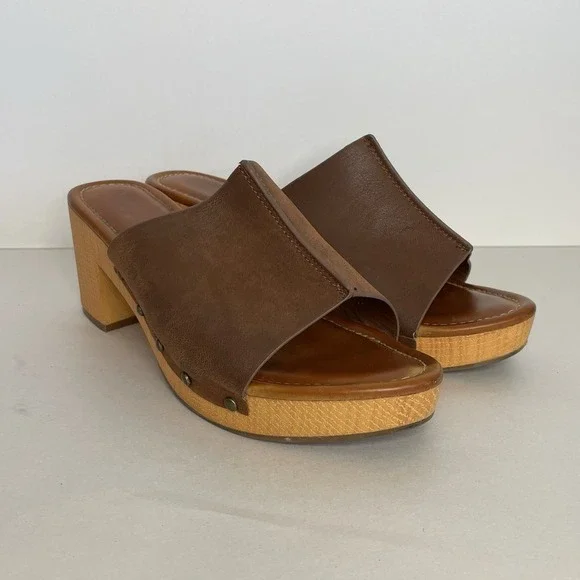 Clog Mules Sandals Brown Mia Women's 9 Faux Leather Boho Festival Hippie Clogs - Picture 7 of 13